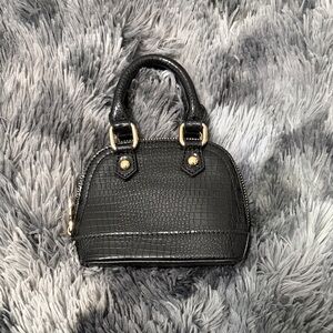 Elegant Black Crocodile-Embossed Handbag